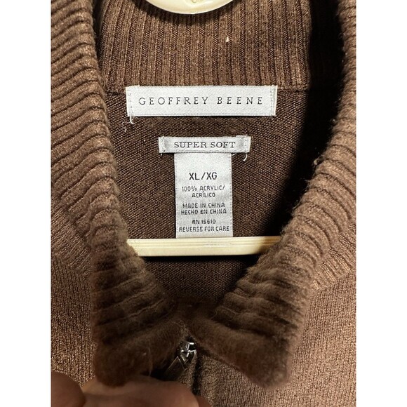 Geoffrey Beene Super Soft Men's Half Zip Pullover Sweater Sweatshirt Brown XL - Picture 4 of 7